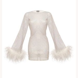 Bridal bachelorette white crystal mesh dress with slip